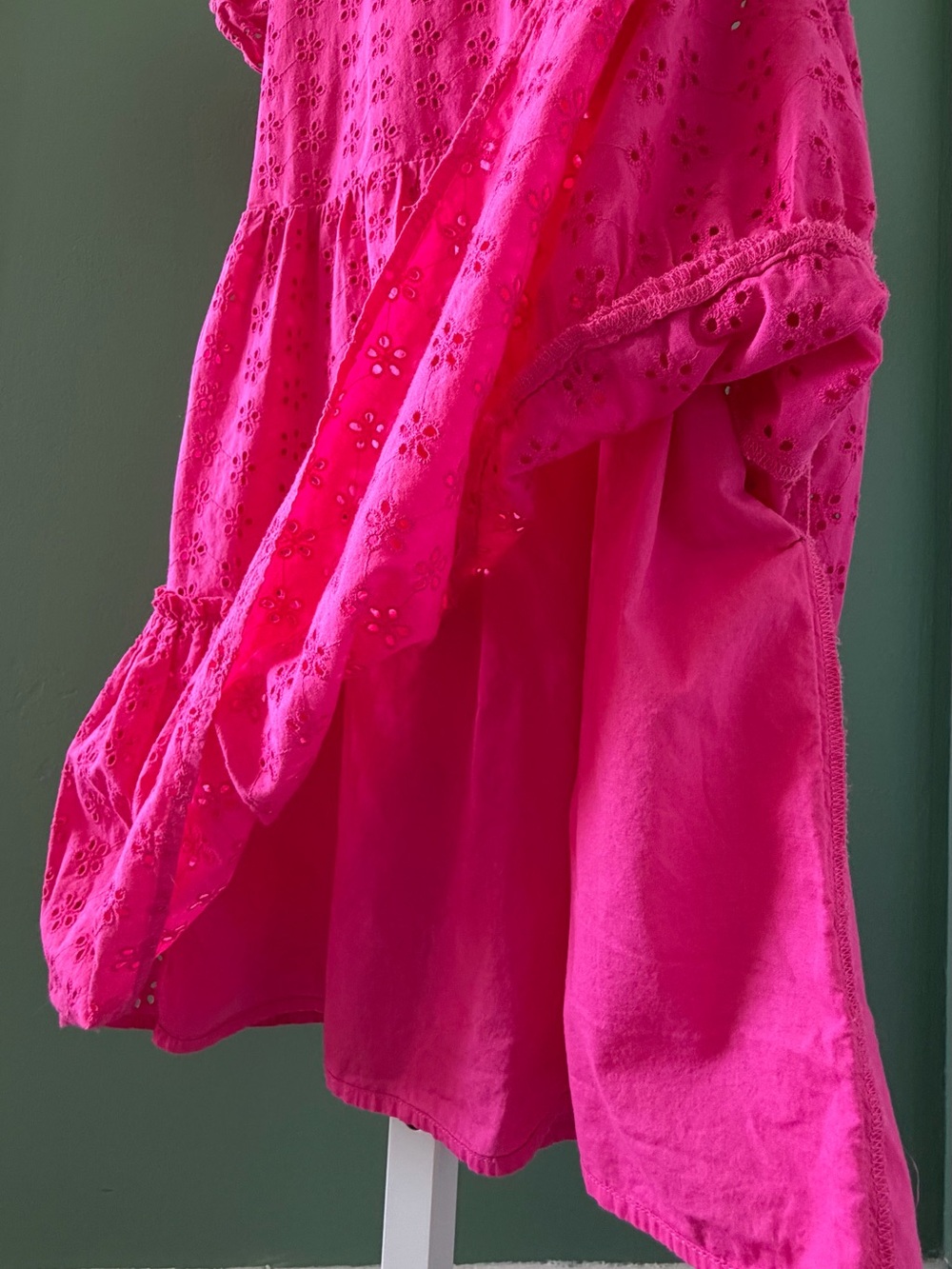 Crewcuts Girls Hot Pink Eyelet Flutter Sleeve Dress - Picture 6 of 9